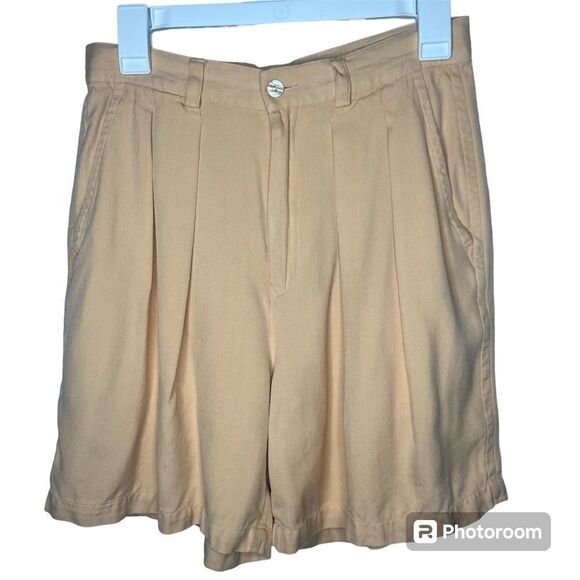 Vintage Tommy Bahama Orange Sherbert Pleated Silk Women’s Shorts Size 10 - Picture 1 of 14
